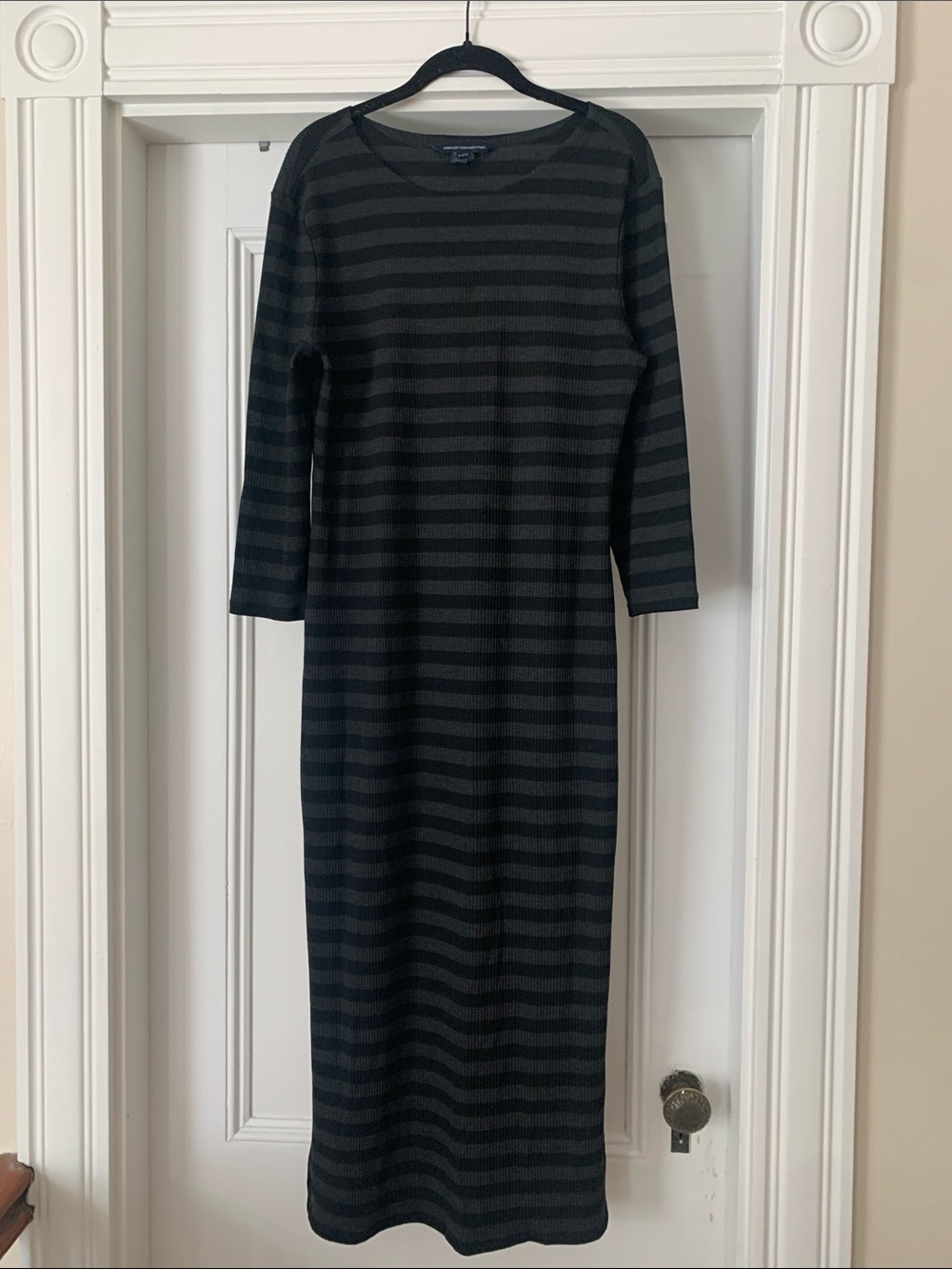 French Connection Black & Charcoal Striped Maxi Dress